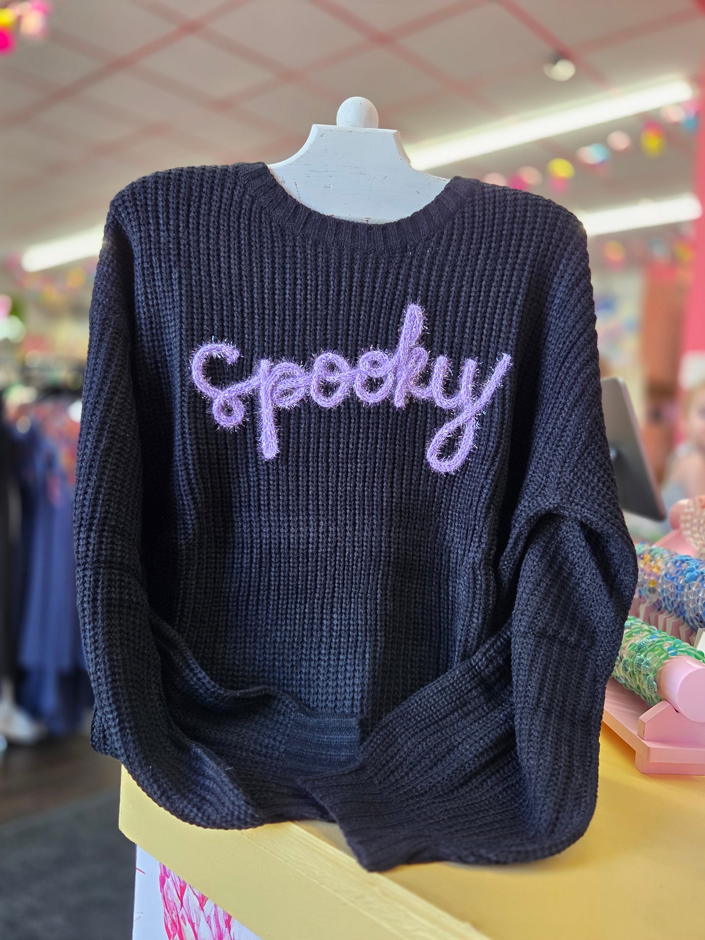 Spooky Pop Up Letter Pullover Sweater