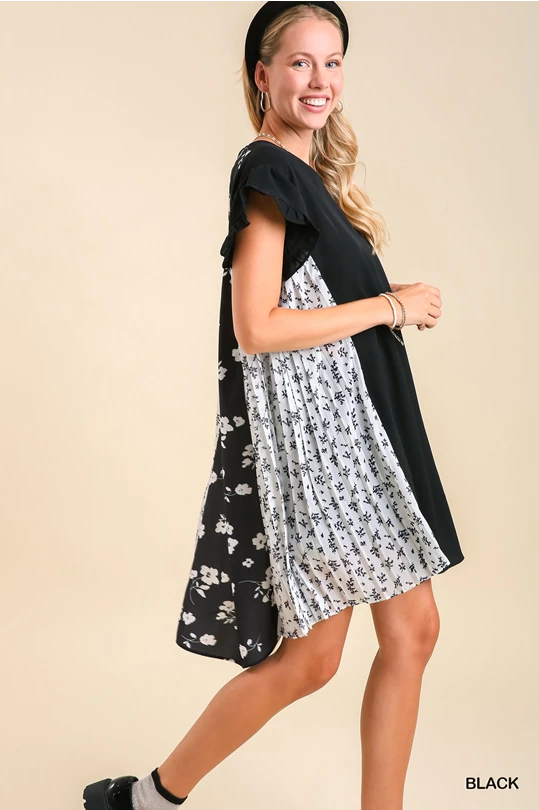 Umgee Black Floral Dress