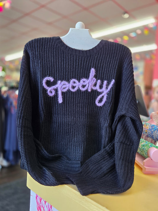 Spooky Pop Up Letter Pullover Sweater