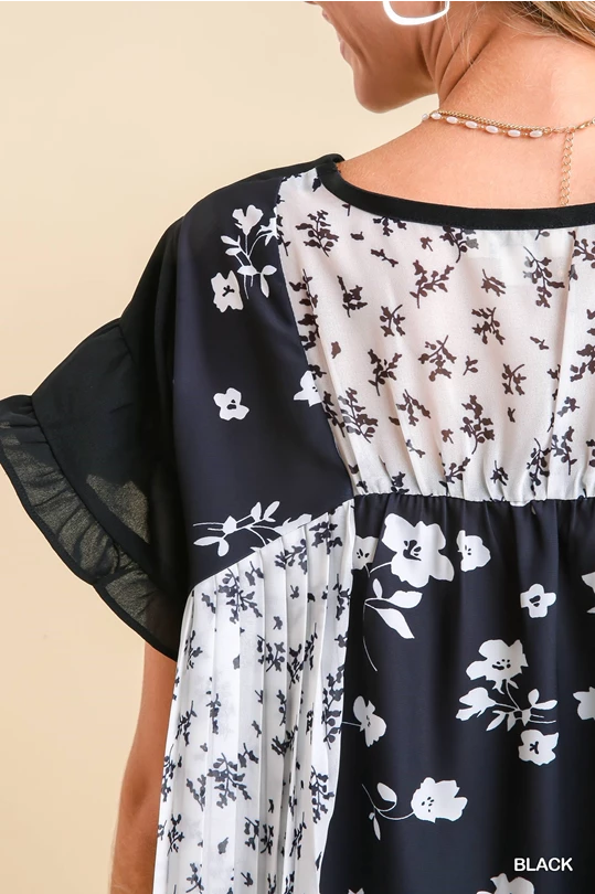 Umgee Black Floral Dress